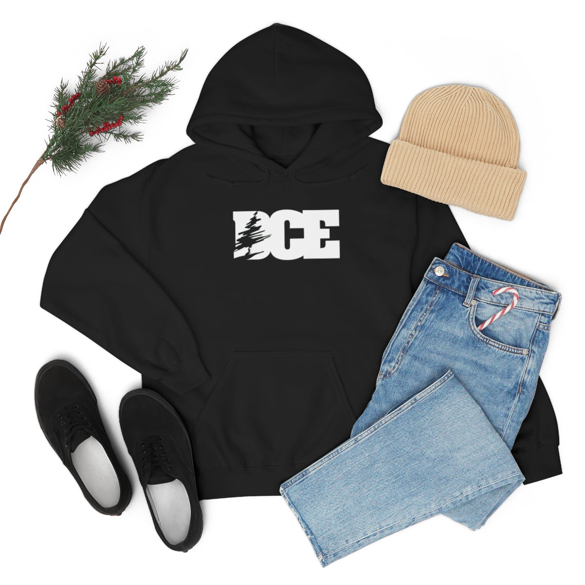 DCE Tree Cut Out White Ink Unisex Heavy Blend™ Hooded Sweatshirt